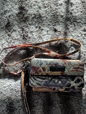 Vera Bradley Multicolor Quilted Crossbody Wallet in Beige, Brown, Rust